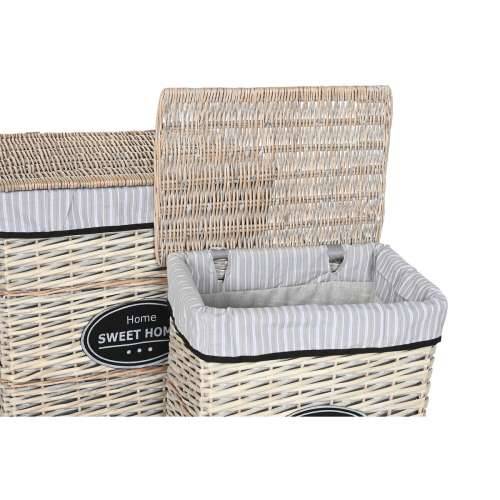 Košara za prljavo rublje Home ESPRIT Bijela Smeđa Crna Siva Prirodno ispleten od pruća Shabby Chic 47 x 35 x 55 cm 5 Dijelovi Cijena