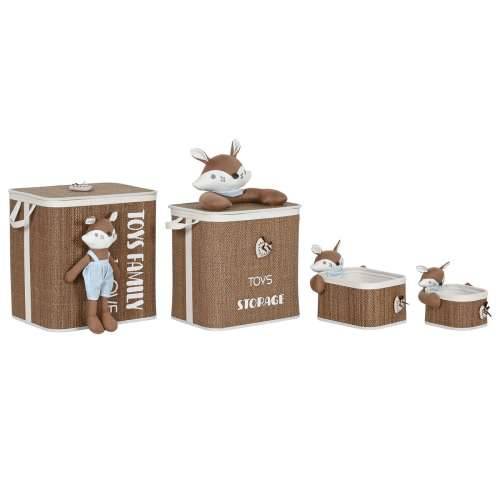 Košara za prljavo rublje Home ESPRIT Plava Smeđa Prirodno Children’s 44 x 44 x 45 cm 4 Dijelovi Cijena