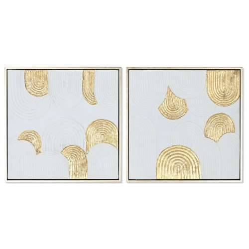 Slika Home ESPRIT Bijela zlatan polistiren Platno moderan 42 x 4 x 42 cm (2 kom.) Cijena