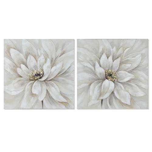 Slika Home ESPRIT Bijela Platno Drvo MDF Cvijet romantični 80 x 3 x 80 cm (2 kom.) Cijena