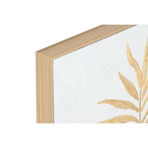 Slika Home ESPRIT Bijela zlatan Platno Drvo MDF moderan Biljni list 42 x 4 x 42 cm (2 kom.) Cijena