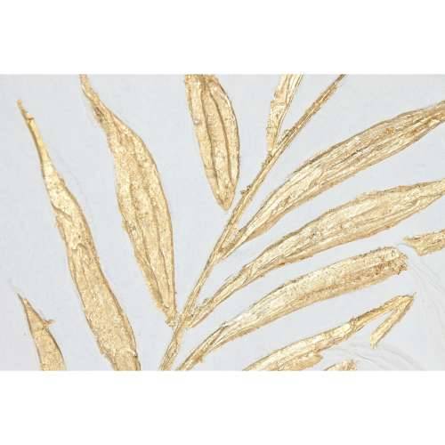Slika Home ESPRIT Bijela zlatan Platno Drvo MDF moderan Biljni list 42 x 4 x 42 cm (2 kom.) Cijena