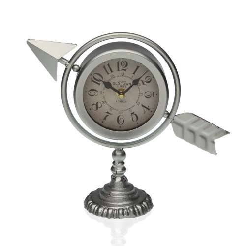 Galda pulkstenis Versa Srebrna Puna strelica Metal (23 x 16 x 8 cm) Cijena