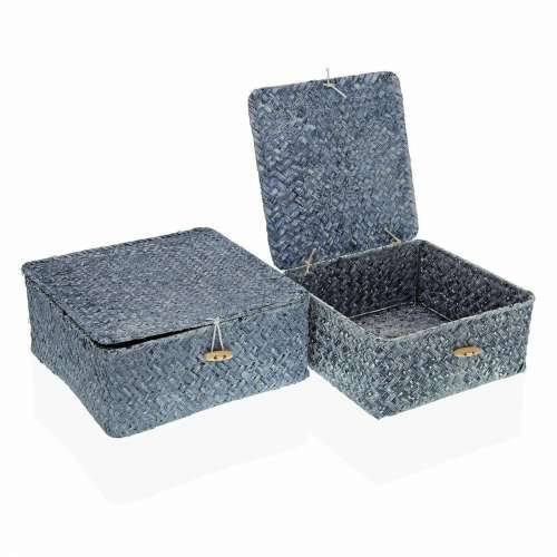 Višenamjenska Košara Versa Plava Morske alge 23 x 10 x 23 cm 20 x 20 x 9 cm S poklopcem (2 kom.) Cijena