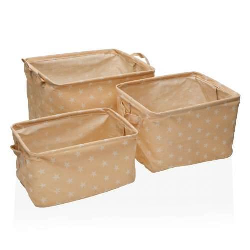 Set Složivih Kutija za Pospremanje Versa rect stars 25 x 22 x 35 cm 35 x 25 x 22 cm 32 x 21 x 19 cm 28 x 17 x 15 cm Bež Cijena