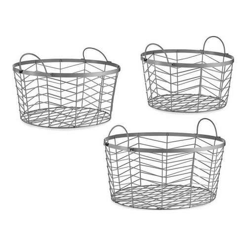 Set Košara Srebrna Metal 40 x 18 x 40 cm (3 pcs) Cijena