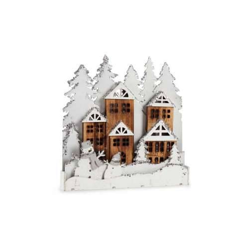 Ukrasna figura Bijela Smeđa Drvo Selo 44 x 44,7 x 6 cm Crăciun Cijena