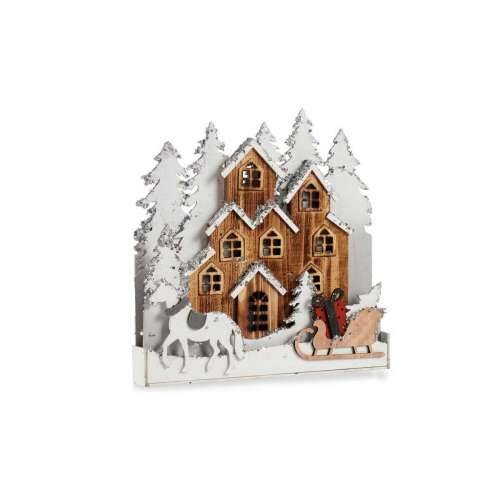 Ukrasna figura Bijela Smeđa Drvo Selo 44 x 44,5 x 6 cm Crăciun Cijena