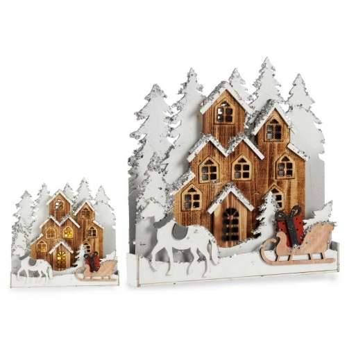 Ukrasna figura Bijela Smeđa Drvo Selo 44 x 44,5 x 6 cm Crăciun Cijena