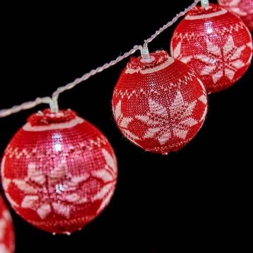 LED vijenac s kuglicama 2 m Ø 6 cm Crvena Bijela Cijena
