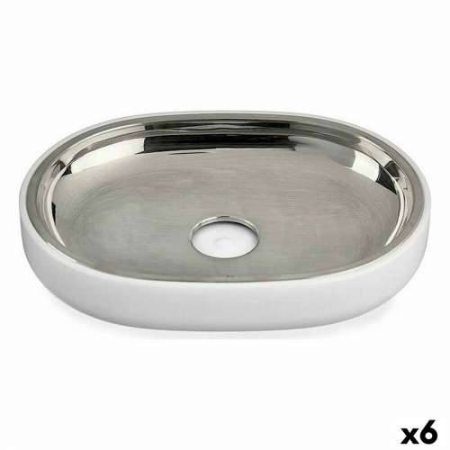 Porte-savon Berilo BP15-004-2 Bijela Srebrna Nehrđajući Čelik Plastika 9,5 x 2,5 x 13 cm (6 kom.) Cijena