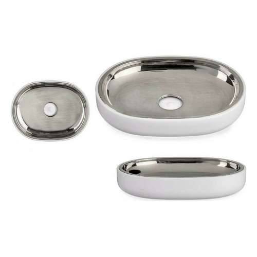 Porte-savon Berilo BP15-004-2 Bijela Srebrna Nehrđajući Čelik Plastika 9,5 x 2,5 x 13 cm (6 kom.) Cijena