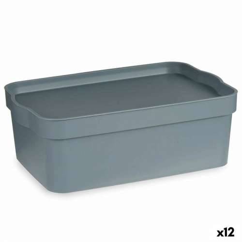 Kutija za Pospremanje s Poklopcem Kipit TP593-2 Siva Plastika 6 L 21,5 x 11 x 32 cm (12 kom.) Cijena