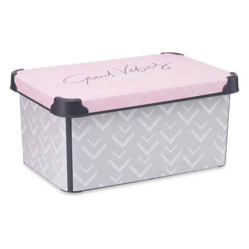 Kutija za Pospremanje s Poklopcem Kipit Vibes Siva Roza Plastika 10 L 22,7 x 16,5 x 34,5 cm (12 kom.) Cijena