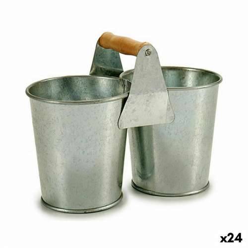 Tegla za biljke Ibergarden D60088-B Smeđa Srebrna Drvo Zinc Dvostruki 20 x 15 x 10,2 cm (24 kom.) Cijena