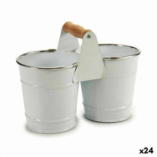 Tegla za biljke Ibergarden D60088-D Bijela Srebrna Drvo Zinc Dvostruki 20 x 15 x 10,2 cm (24 kom.) Cijena