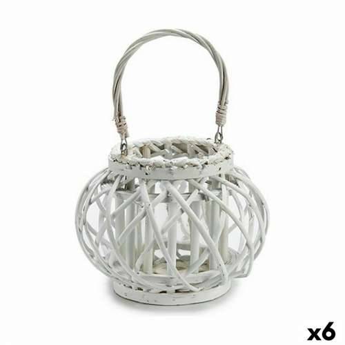 Svijećnjak Bijela ispleten od pruća Staklo 30 x 19 x 25,5 cm (6 kom.) Cijena