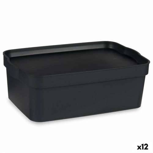 Kutija za Pospremanje s Poklopcem Kipit TP593-1 Antracitna Plastika 6 L 21 x 11 x 32 cm (12 kom.) Cijena