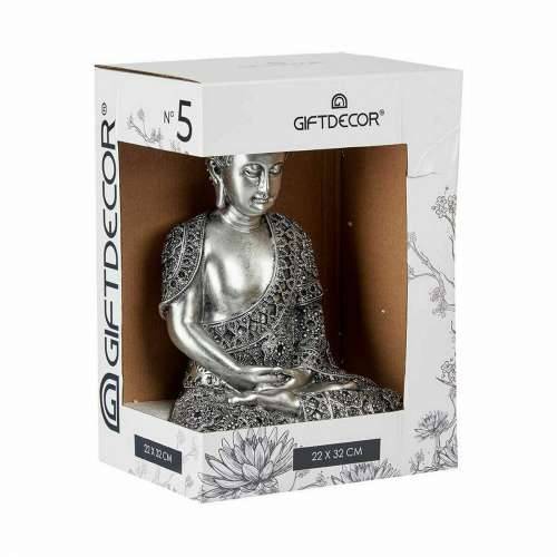 Ukrasna figura Buda Sjedeći Srebrna 17 x 32,5 x 22 cm (4 kom.) Cijena