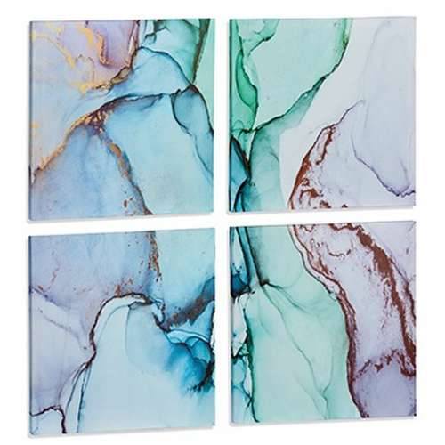 Set od Keturios slike Platno Mramor Plava 35 x 7 x 35 cm (6 kom.) Cijena