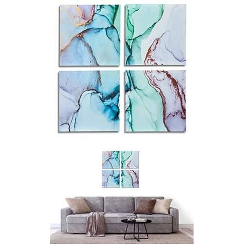 Set od Keturios slike Platno Mramor Plava 35 x 7 x 35 cm (6 kom.) Cijena
