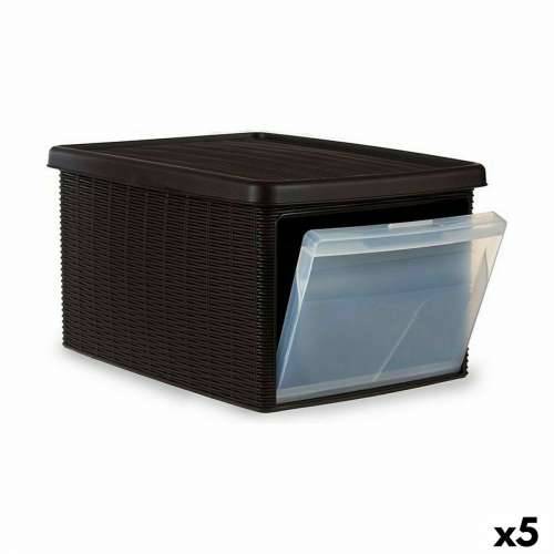 Kutija za Pospremanje s Poklopcem Stefanplast Elegance Sānu Smeđa Plastika 29 x 21 x 39 cm (5 kom.) Cijena