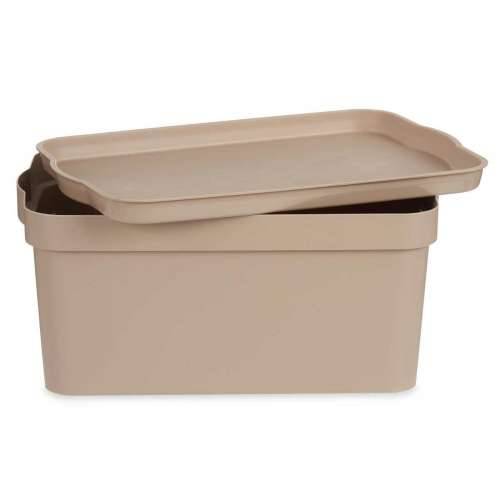 Kutija za Pospremanje s Poklopcem Kipit TP594-3 Bež Plastika 7,5 L 21,5 x 14,5 x 32 cm (12 kom.) Cijena
