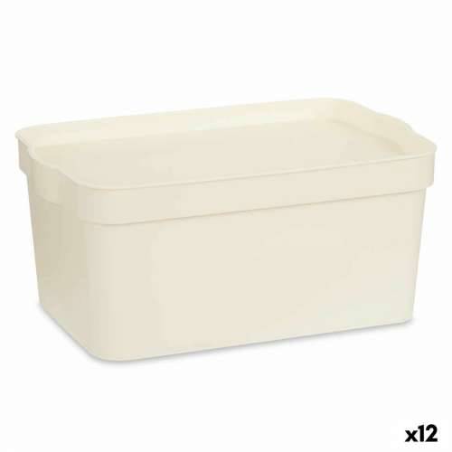 Kutija za Pospremanje s Poklopcem Kipit TP594-4 Krema Plastika 7,5 L 21,5 x 14,5 x 32 cm (12 kom.) Cijena