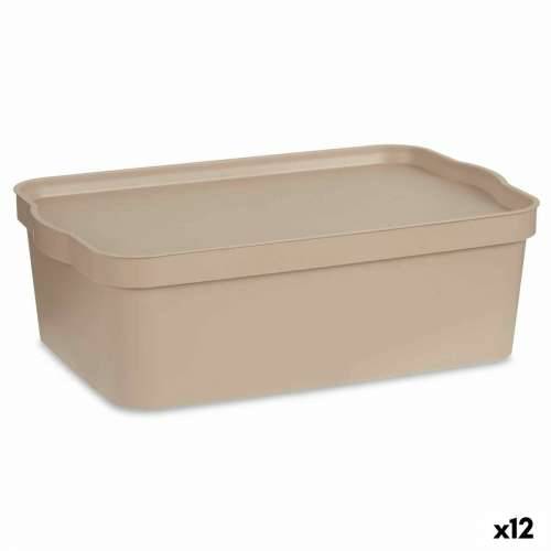 Kutija za Pospremanje s Poklopcem Kipit TP595-3 Bež Plastika 14 L 29,5 x 14,5 x 45 cm (12 kom.) Cijena