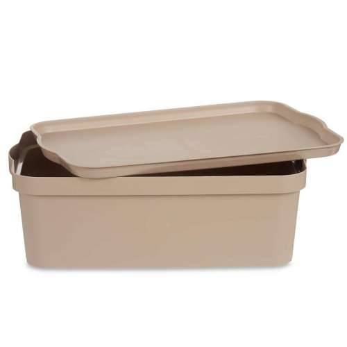 Kutija za Pospremanje s Poklopcem Kipit TP595-3 Bež Plastika 14 L 29,5 x 14,5 x 45 cm (12 kom.) Cijena