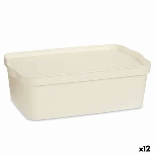 Kutija za Pospremanje s Poklopcem Kipit TP595-4 Krema Plastika 14 L 29,5 x 14,3 x 45 cm (12 kom.) Cijena