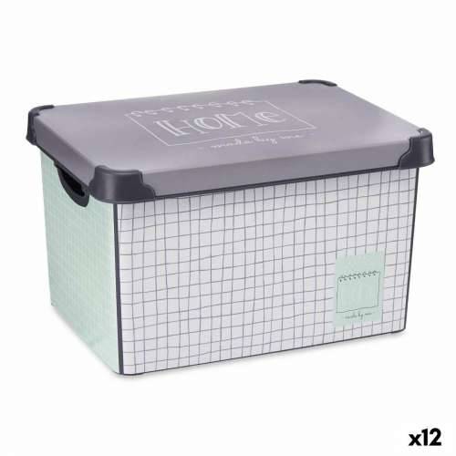 Kutija za Pospremanje s Poklopcem Kipit Home Siva Plastika S kvadratićima 22 L 29 x 23,5 x 39 cm (12 kom.) Cijena