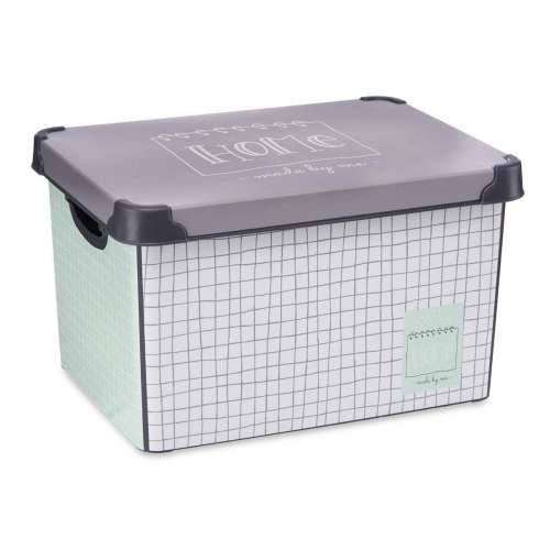 Kutija za Pospremanje s Poklopcem Kipit Home Siva Plastika S kvadratićima 22 L 29 x 23,5 x 39 cm (12 kom.) Cijena