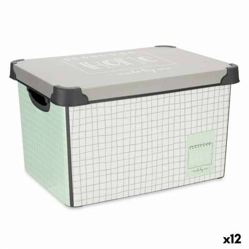 Kutija za Pospremanje s Poklopcem Kipit Home Siva Plastika S kvadratićima 17 L 28 x 22 x 37 cm (12 kom.) Cijena