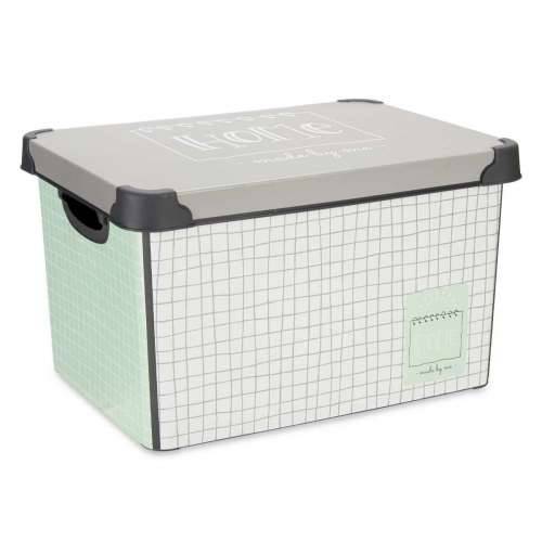 Kutija za Pospremanje s Poklopcem Kipit Home Siva Plastika S kvadratićima 17 L 28 x 22 x 37 cm (12 kom.) Cijena