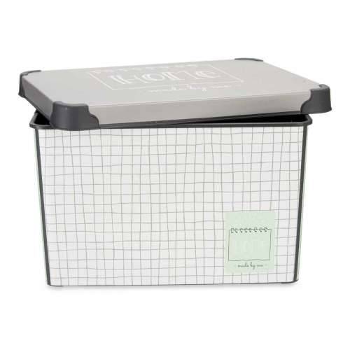 Kutija za Pospremanje s Poklopcem Kipit Home Siva Plastika S kvadratićima 17 L 28 x 22 x 37 cm (12 kom.) Cijena