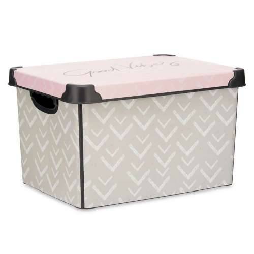 Kutija za Pospremanje s Poklopcem Kipit Vibes Roza Plastika Strijele 22 L 30 x 23,5 x 40 cm (12 kom.) Cijena