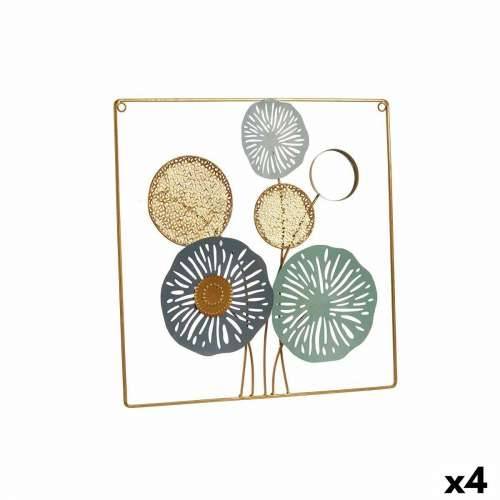 Zidni Ukras Pisana Ziedi Ogledalo Metal Kristal 45 x 45 x 2 cm (4 kom.) Cijena