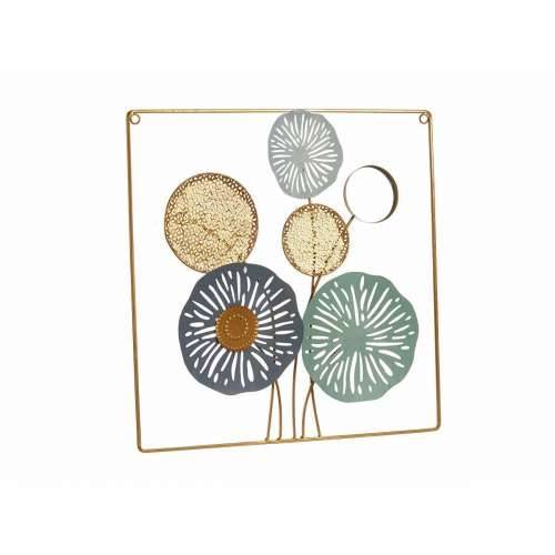 Zidni Ukras Pisana Ziedi Ogledalo Metal Kristal 45 x 45 x 2 cm (4 kom.) Cijena