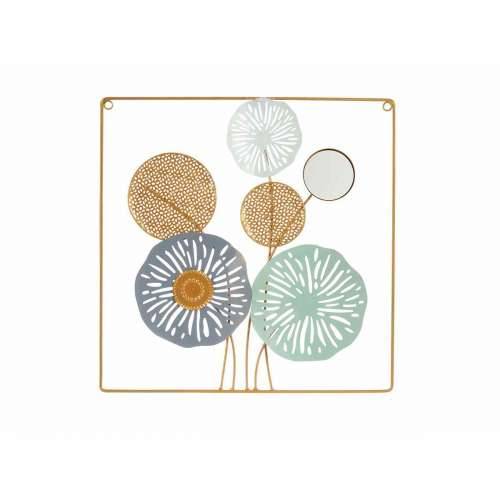 Zidni Ukras Pisana Ziedi Ogledalo Metal Kristal 45 x 45 x 2 cm (4 kom.) Cijena
