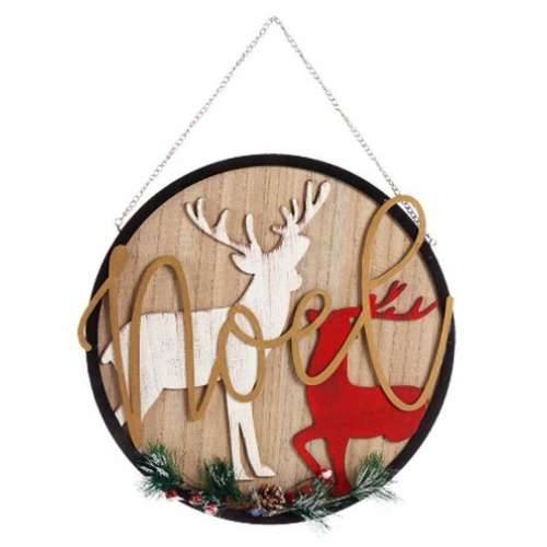 Decorațiune Suspendată Znak Božićni sobovi Prirodno Drvo MDF 29 x 1 x 29 cm (6 kom.) Cijena
