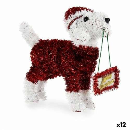Ukrasna figura Pas Traka za božićno drvce Bijela Crvena polipropilen PET 9 x 23 x 29,5 cm (12 kom.) Cijena