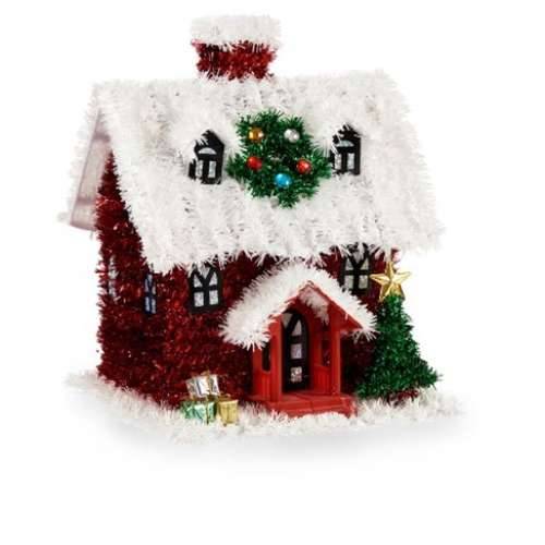 Ukrasna figura kuća Traka za božićno drvce Bijela Crvena polipropilen PET 19 x 24,5 x 19 cm (12 kom.) Cijena