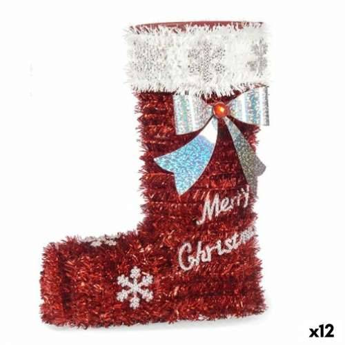 Ukrasna figura Božićna Čarapa Traka za božićno drvce Bijela Crvena polipropilen PET 18 x 23 x 8 cm (12 kom.) Cijena