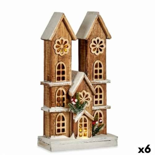 Ukrasna figura Svjetlo kuća Bijela Smeđa Drvo 25 x 46 x 9 cm (6 kom.) Cijena