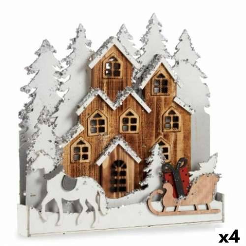 Ukrasna figura Svjetlo Selo Bijela Smeđa Drvo 44 x 44,5 x 6 cm (4 kom.) Cijena