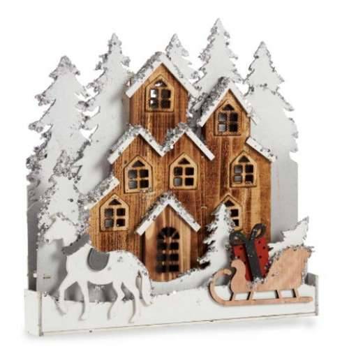 Ukrasna figura Svjetlo Selo Bijela Smeđa Drvo 44 x 44,5 x 6 cm (4 kom.) Cijena