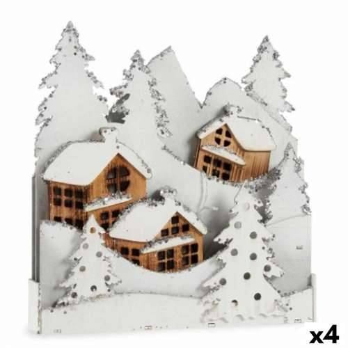 Ukrasna figura Svjetlo Selo Bijela Smeđa Drvo 44 x 48 x 7,5 cm (4 kom.) Cijena