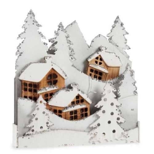 Ukrasna figura Svjetlo Selo Bijela Smeđa Drvo 44 x 48 x 7,5 cm (4 kom.) Cijena
