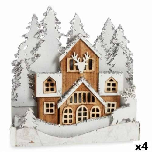 Ukrasna figura Svjetlo Selo Bijela Smeđa Drvo 44 x 43 x 6 cm (4 kom.) Cijena